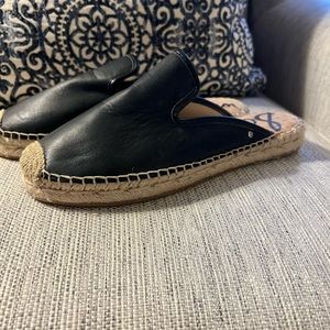 Sam Edelman black leather espadrille slides size 8